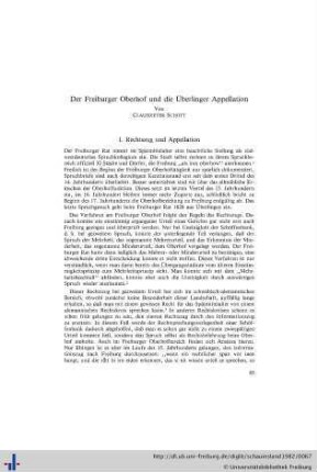 Der Freiburger Oberhof und die Überlinger Appellation.