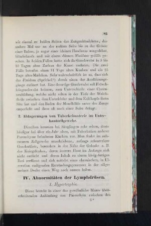 IV. Abnormitäten der Lymphdrüsen.