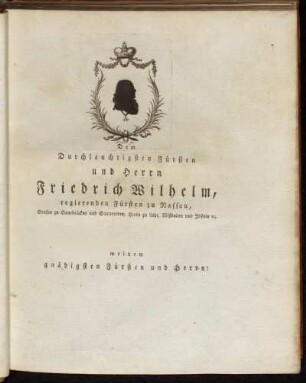 Dem Durchlauchtigsten Fürsten und Herrn Friedrich Wilhelm,[...]