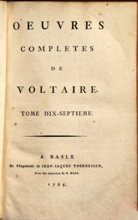 Oeuvres complètes de Voltaire. 17. ... ; 2. - 1785. - 568 S.