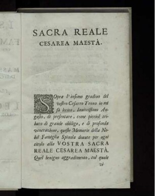 Sacra Reale Cesarea Maest`a.