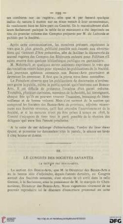 Le congrès des sociétés savantes: le section des beaux-arts