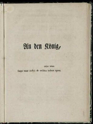 An den König,...