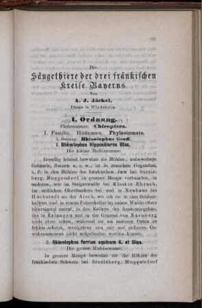 Die Säugehiere der drei fränkischen Kreise Bayerns.