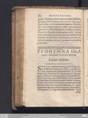 Progymnasma Septuagesimum Secundum. Cantus musicus. Sabinus, Crescentius.