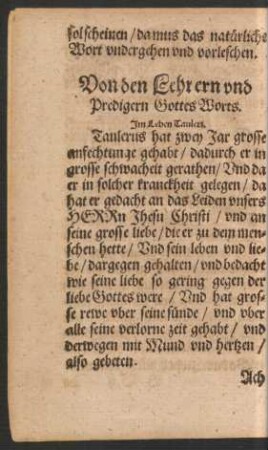 Von den Lehrern und Predigern Gottes Worts.