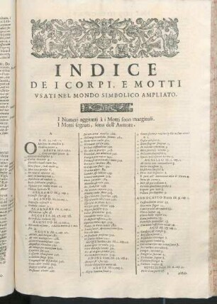 Indice De I Corpi, E Motti Vsati Nel Mondo Simbolico Ampliato.