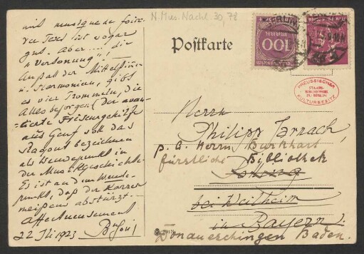 Brief an Philipp Jarnach : 22.06.1923