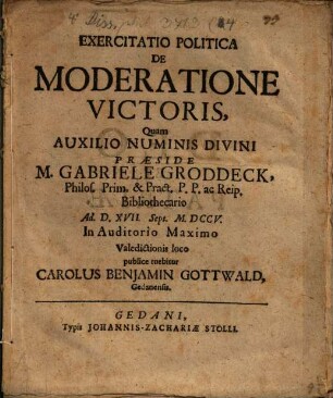 Exercitatio pol. de moderatione victoris