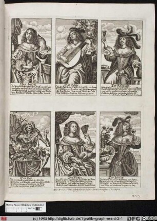 Das Gesicht; Das Gehör; Der Geschmack; Der Tod; Das Fühlen; Der Geruch.