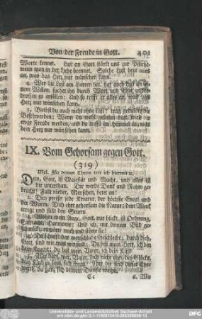 IX. Vom Gehorsam gegen Gott.