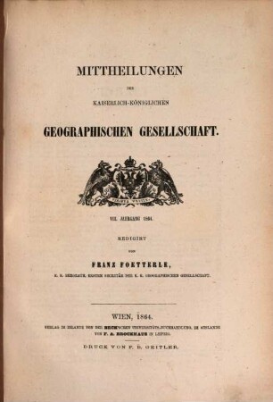 Mitteilungen der Geographischen Gesellschaft Wien. 8, 8. 1864
