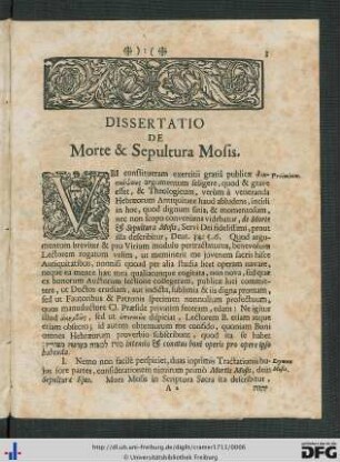Dissertatio De Morte Et Sepultura Mosis.