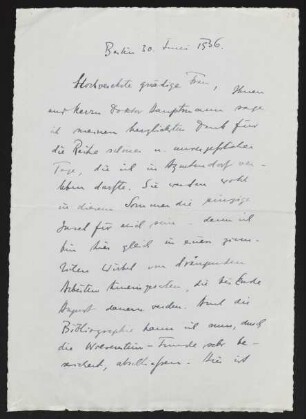Brief von Carl F. W. Behl an Margarete Hauptmann