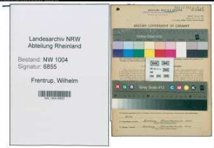 Entnazifizierung Wilhelm Frentrup , geb. 02.09.1913 (Einkaeufer)