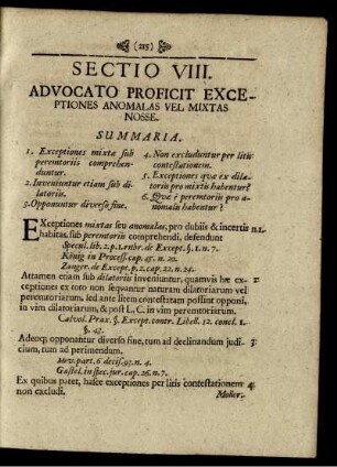 Sectio VIII. Advocato Proficit Exceptiones Anomalas Vel Mixtas Nosse.