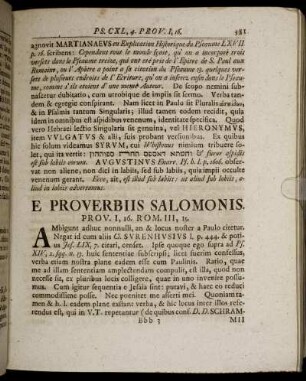 E Proverbiis Salomonis. - E Cantico.