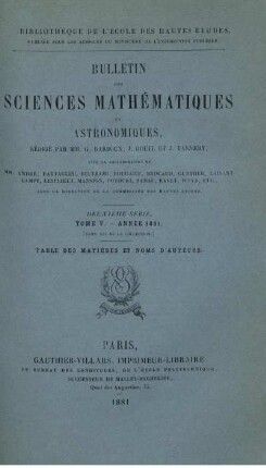 Tome V. - Année 1881.