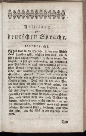 Anleitung zur deutschen Sprache.