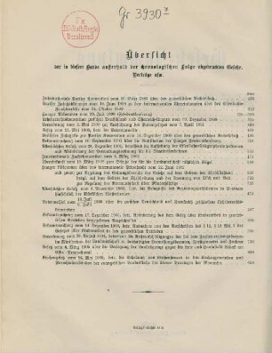 Übersicht der in diesem Bande außerhalb der chronologischen Folge abgedruckten Gesetze Verträge usw.