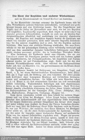 Die Haut der Reptilien und anderer Wirbelthiere (Dissertationsschrift, Ref. zu)