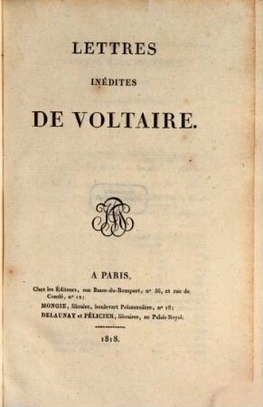 Lettres inédites