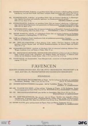 Fayencen (Nr. 494-710)