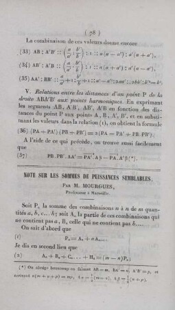 Note sur les sommes de puissances semblables.