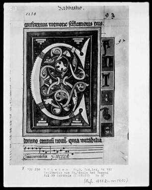 Psalterium mit Kalendar aus Sankt Nicola bei Passau — Initiale C (antate), Folio 99 recto