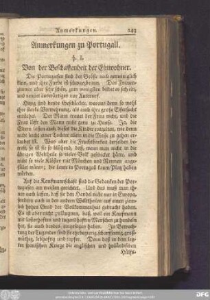 Anmerkungen zu Portugall.