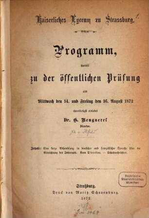 Programm : des Schuljahres .... 1871/72