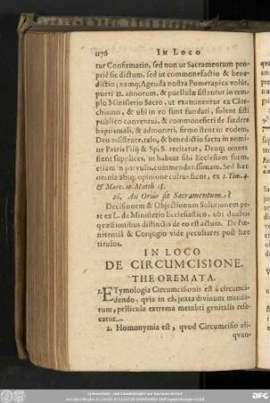 In Loco De Circumcisione. Theoremata.