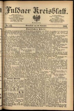 Erste Ausgabe vom Samstag, den 30. November 1901.