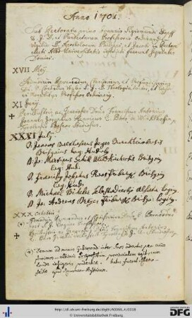 [fol. 158] Rektorat Johann Sigmund Stapf 1701