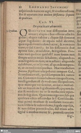 Cap. VI. De qualitate alimenti