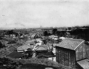 Yokohama : Weltreisen. Yokohama. Blick über die Stadt zum Hafen