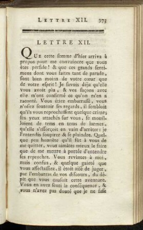 Lettre XII. - Lettre XXIII.