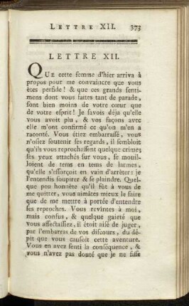 Lettre XII. - Lettre XXIII.