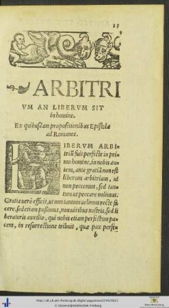 Arbitrium An Liberum Sit in homine