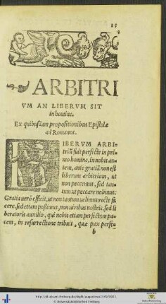 Arbitrium An Liberum Sit in homine