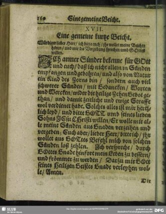 XVII [XIX]. Eine gemeine kurtze Beicht