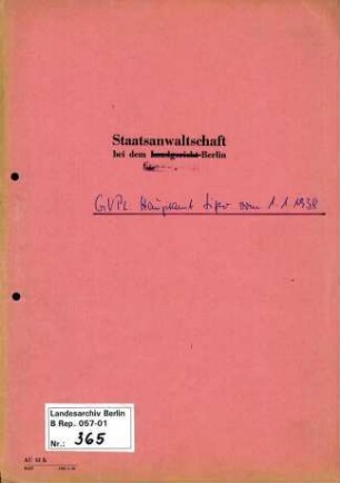 Geschäftsverteilungsplan des Hauptamtes Sicherheitspolizei vom 1. Januar 1938