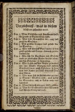 Verzeichnuß / was in diesem büchlein gehandelt wird.