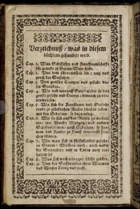 Verzeichnuß / was in diesem büchlein gehandelt wird.
