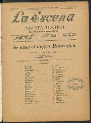 Se casa el negro Rancagua : sainete en 1 acto y dos cuadros