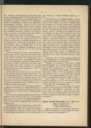 Siebente ordentliche Versammlung vom 11. April 1874