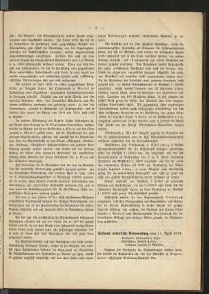 Siebente ordentliche Versammlung vom 11. April 1874