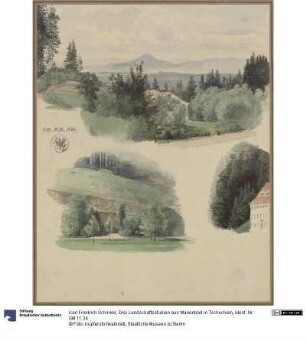 Drei Landschaftsstudien aus Marienbad in Tschechien