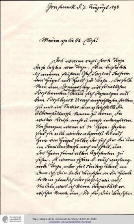 Brief vom 07.08.1898