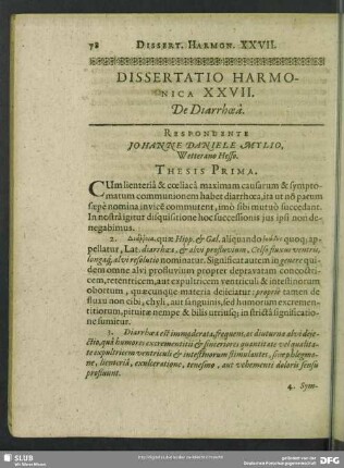 Dissertatio Harmonica XXVII. De Diarrhoea